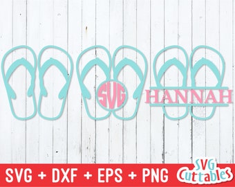 Flip Flop Monogram Frame svg - Summer Cut File - Split Flip Flops - svg - svg - dxf - eps - png - Silhouette - Cricut - Digital File