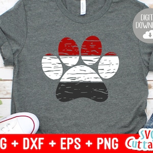 Distressed Paw Print svg - Paw Print Cut File - svg - eps - dxf - png - Ombre - Grunge -  Silhouette - Cricut - Digital File