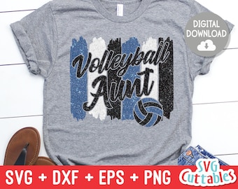 Volleyball Aunt svg - Volleyball svg - Volleyball Cut File - svg - eps - dxf - png - Brush Strokes - Silhouette - Cricut - Digital File