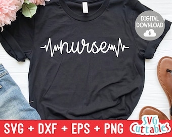 Nurse svg - Nurse Cut File - svg -  dxf - eps - png - Cut File - Nurse svg - Heartbeat - Silhouette - Cricut File - Digital Download