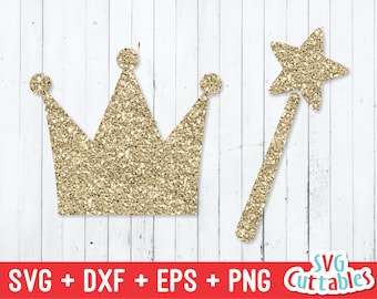 Princess svg - Princess Crown Cut File - svg - dxf - eps - png - Princess Wand - Silhouette - Cricut - SVG Cuttables - Digital Download