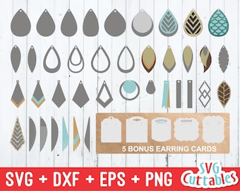 Earring svg Bundle - SVG - DXF - EPS - Earring Cut File - Earring Card - Faux Leather Earrings - Silhouette - Cricut - Digital File