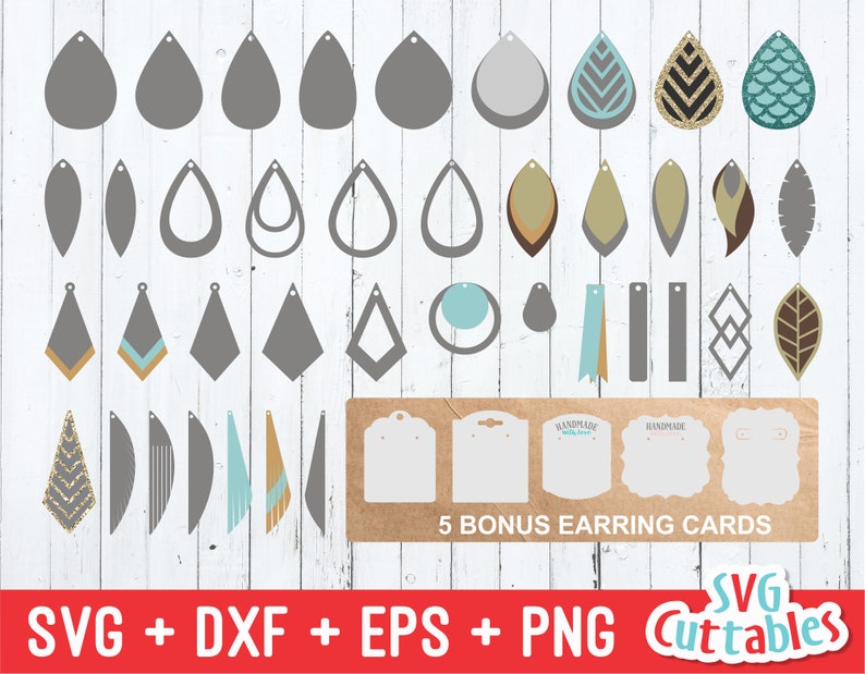 Earring svg Bundle SVG DXF EPS Earring Cut File Earring Card Faux Leather Earrings Silhouette Cricut Digital File image 1