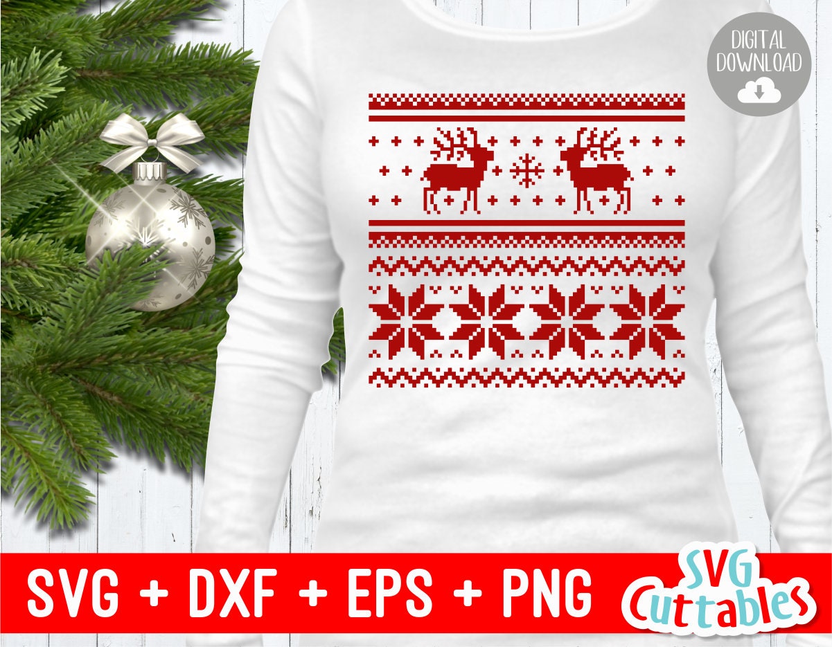 Download Ugly Christmas Sweater Reindeer Christmas Sweater svg dxf ...