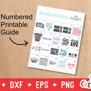 Pu&ograve; includere: Una guida stampabile con 20 disegni numerati per infermieri. I disegni includono testo come "Nurse Life", "Nurses Call the Shots" e "Blessed Nurse".