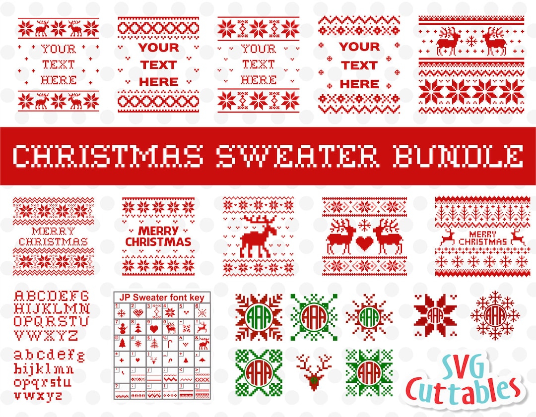 Christmas Sweater Bundle Svg, Ugly Sweater, Merry Christmas Svg, Cut