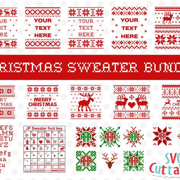 Christmas Sweater Bundle svg, Ugly Sweater, Merry Christmas svg, Cut File, SVG, DXF, EPS, Silhouette File, Cricut File, Digital File