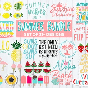 Summer Bundle svg - Summer Cut Files - Monogram frames - Shirt Designs - svg - svg - dxf - eps - png - Silhouette - Cricut - Digital File