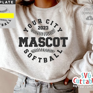 Softball svg - Softball Template - svg - eps - dxf - png - Silhouette -  Cricut Cut File - 0056 - Softball Team - Digital File