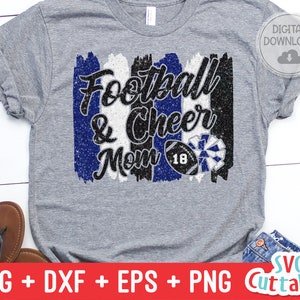 Football and Cheer Mom svg - Football Mom Cut File - svg - dxf - eps - png - Cheer Mom - Brush Stroke - Silhouette - Cricut - Digital File