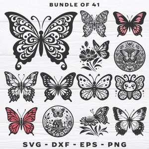 Papillon svg - Butterfly Bundle 1 - svg - dxf - eps - png - Vector - Silhouette - Cricut - Laser - fichier numérique