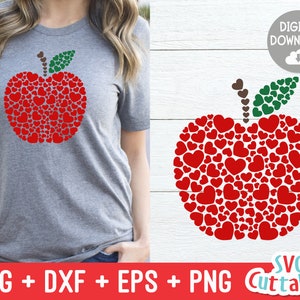 Valentine&#39;s Day svg - Apple Hearts - svg - dxf - eps - png - Teacher Valentine&#39;s Day - Silhouette - Cricut - Cut File -  Digital Download
