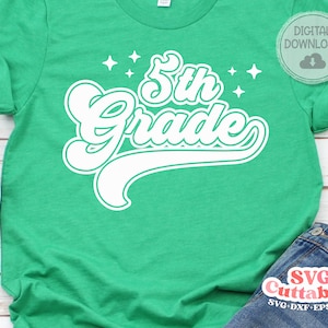 5 年生 svg - 5 年生 レトロ スウッシュ カット ファイル - 教師 - svg - dxf - eps - png - カット ファイル - シルエット - Cricut - デジタル ダウンロード