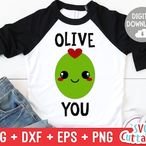 Olive You svg - Valentines - Valentine"s Day svg - dxf - eps - png - Kawaii - Silhouette - Cricut - Cut File -  Digital Download