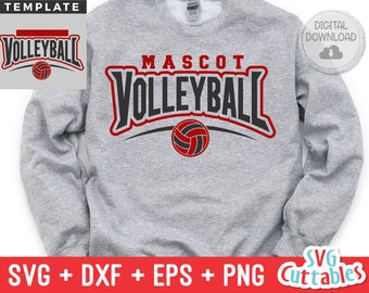 Volleyball svg - Volleyball Cut File - Template 0055 - svg - eps - dxf - Volleyball Team - Silhouette - Cricut cut file, Digital download