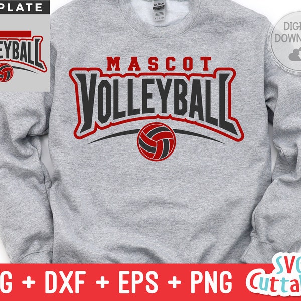 Volleyball svg - Volleyball Cut File - Template 0055 - svg - eps - dxf - Volleyball Team - Silhouette - Cricut cut file, Digital download