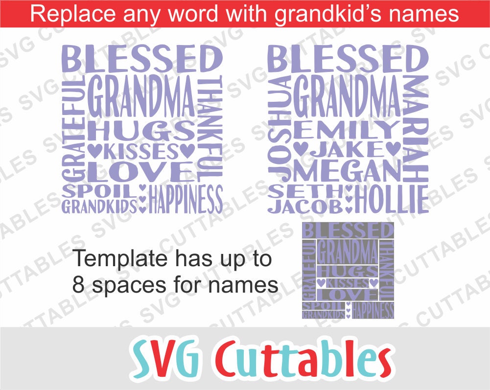 Grandma svg Grandma subway art svg dxf eps grandkids svg ...