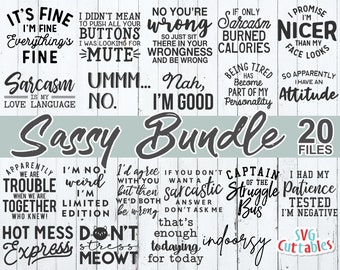 Sassy Bundle svg - Sarcastic Cut File - Funny svg Bundle - Quote - svg - svg - dxf - eps - png - Silhouette - Cricut - Digital File