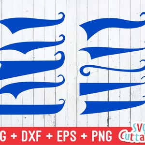 May include: Set of eight blue baseball style banner shapes. The banners are in different sizes and styles. SVG + DXF + EPS + PNG Cuttables.