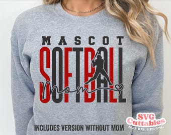 Softball svg - Softball Mom Template - svg - eps - dxf - png - Silhouette -  Cricut Cut File - 0067 - Softball Team - Digital File