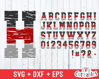 Distressed Wood Alphabet svg - Three Color Sport - svg - dxf - eps - Vector Font, Grunge - Athletic - Silhouette - Cricut - Digital File