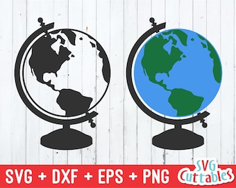 Globe svg - Earth svg - Globe Cut File - Map - svg - dxf - eps - png - Silhouette - Cricut - Digital File