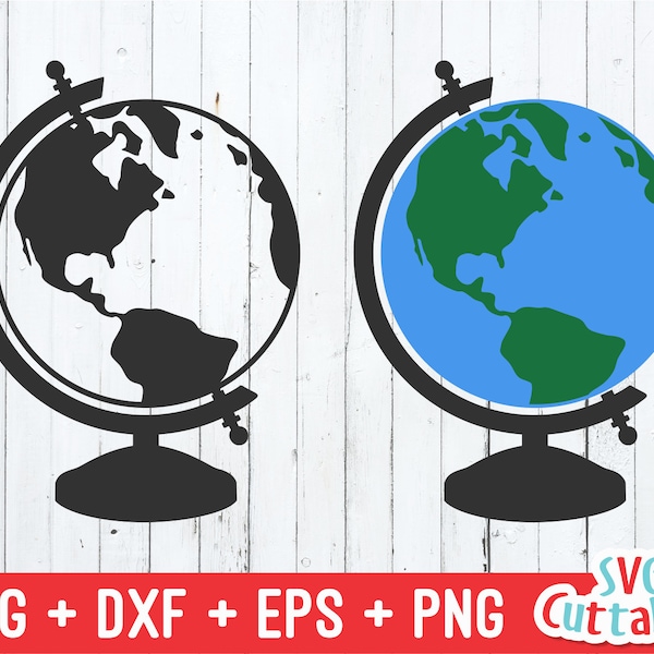 Globe svg - Earth svg - Globe Cut File - Map - svg - dxf - eps - png - Silhouette - Cricut - Digital File