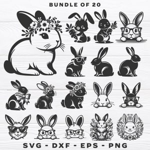 Easter Bunny svg Bundle -  Easter Bunny Cut File - svg - eps - dxf - png - Rabbit svg - Silhouette - Cricut - Laser File - Digital Download