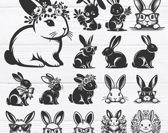 Easter Bunny svg Bundle -  Easter Bunny Cut File - svg - eps - dxf - png - Rabbit svg - Silhouette - Cricut - Laser File - Digital Download