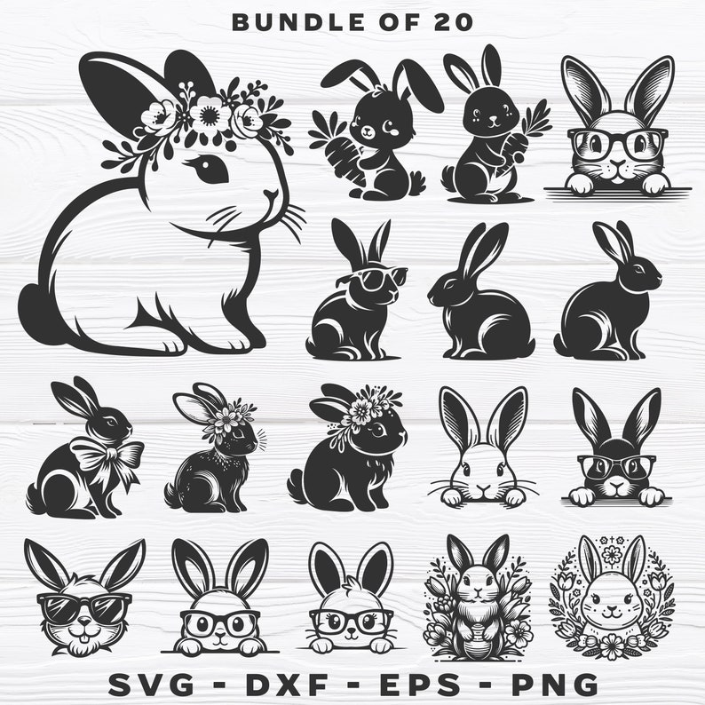 Easter Bunny Svg Bundle - Easter Bunny Cut File - Svg - Eps - Dxf - Png ...