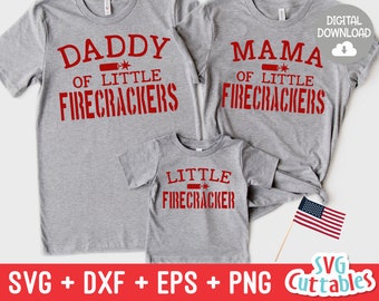 Mama of a Little Firecracker svg - Daddy - Patriotic Cut File - Fourth of July - svg - dxf - eps - png - Silhouette - Cricut - Digital File