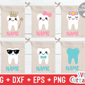 Tooth Fairy Bag Design Bundle - SVG - DXF - EPS - Conceptions de pochettes à dents - Fichiers coupés - Silhouette - Cricut - Fichier de coupe numérique