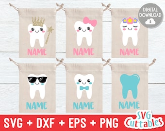 Tooth Fairy Bag Design Bundle - SVG - DXF - EPS - Tooth Pouch Designs - Cut Files - Silhouette - Cricut - Digital Cut File