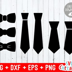 ネクタイ svg - カットファイル - 7個セット - 蝶ネクタイ - ネクタイ - svg - eps - dxf - png - シルエット - Cricut ファイル - デジタルファイル