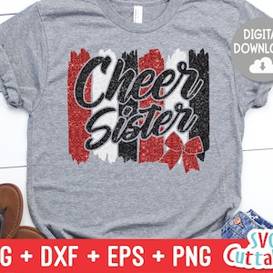 Cheer Sister svg - Cheer Sisters Cut File - Cheer Bow svg - dxf - eps - png - Cheer - Brush Strokes - Silhouette - Cricut - Digital Download