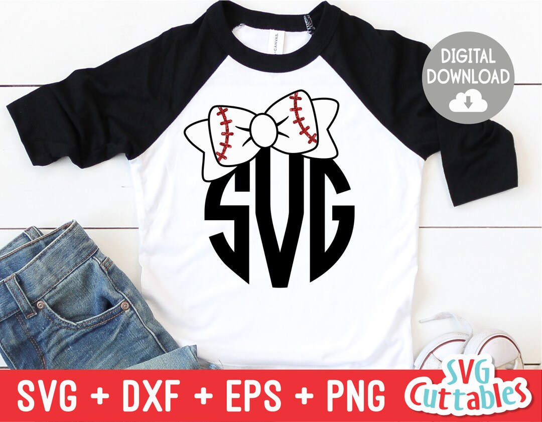 Baseball Bow Svg Softball Bow Svg Eps Dxf Png Baseball Monogram Frame Cut File Silhouette Cricut