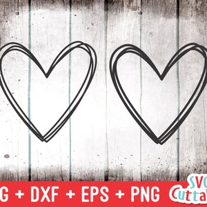 May include: Two black outlined hearts on a white background with a wood grain texture.