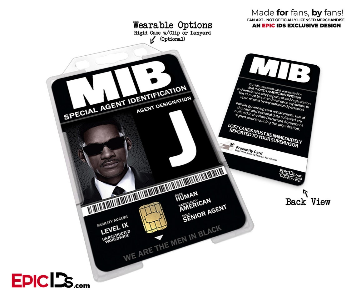 Special Agent MIB / MIB International Cosplay Name Badge IDs Etsy