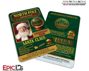 North Pole Command Center Santa Claus'e' ID Badge – Holiday Costume & Christmas Prop | EpicIDs Exclusive