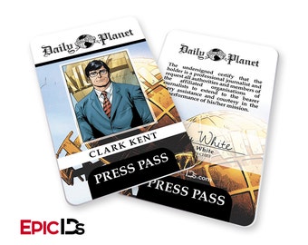 DC Comic's Inspired Classic "Clark Kent" Daily Planet Press Pass ID