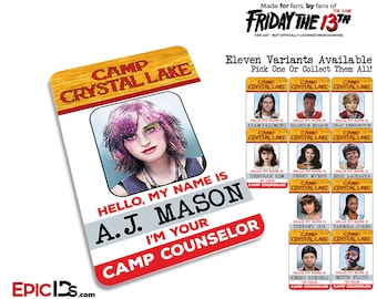 Friday The 13th Inspired 1980's Camp Crystal Lake Camp Counselor ID - Video Game Characters