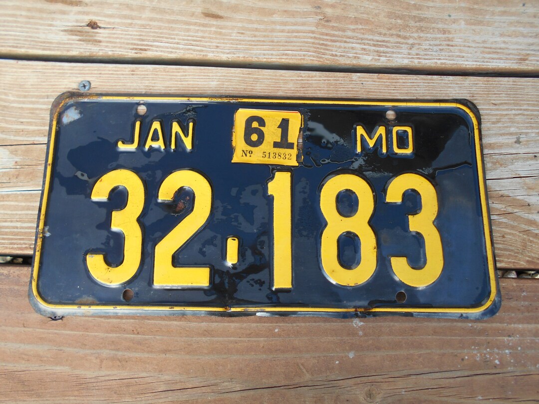 1961 Missouri License Plate Vintage License 1961 Adair County Etsy