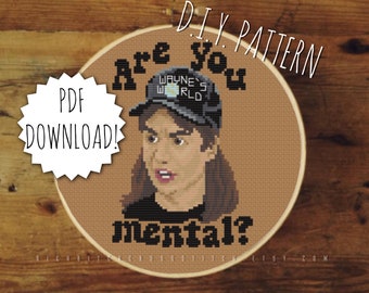 DIY 'Are You Mental?' cross stitch PATTERN. Counted cross stitch pattern. Needlepoint pattern. Embroidery pattern.