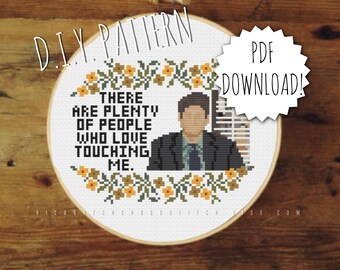 DIY Office Employee 'Plenty Of People Love Touching Me' counted cross stitch PATTERN. Funny cross stitch pattern. Embroidery pattern.