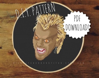 DIY 'Vampire Guy' cross stitch PATTERN. Counted cross stitch pattern. Needlepoint pattern. Embroidery pattern.