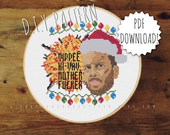 DIY Christmas Action Movie Character cross stitch PATTERN. Counted cross stitch pattern. Needlepoint pattern.