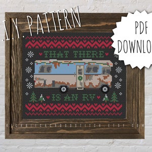 DIY Holiday Vacation | That There Is An RV cross stitch PATTERN | Counted cross stitch pattern | Christmas embroidery pattern.