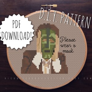 DIY 'Please Wear A Mask' cross stitch PATTERN. Counted cross stitch pattern. Needlepoint pattern. Embroidery pattern.