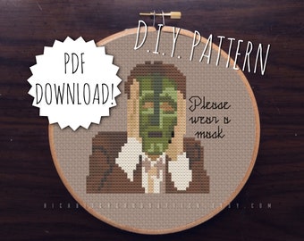 DIY 'Please Wear A Mask' cross stitch PATTERN. Counted cross stitch pattern. Needlepoint pattern. Embroidery pattern.