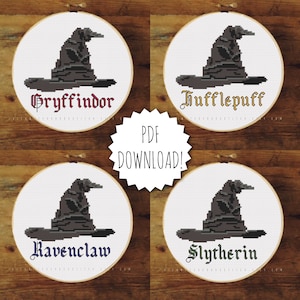 DIY Wizard School Magische Hoed kruissteek PATROON | Geteld kruissteekpatroon | Directe download